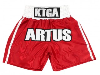 Pantalones boxeo personalizados : KNBXCUST-2042-Rojo